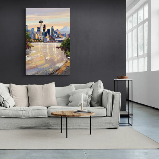 Seattle Nature Meets City - Canvas Wall Art Living Room