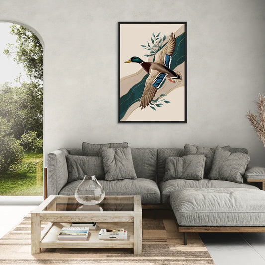 Eugene Ducks Fan Design - Living Room Black Frame Canvas