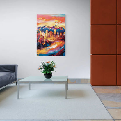 Colorado Springs Skyline Sunset - Canvas Wall Art Living Room