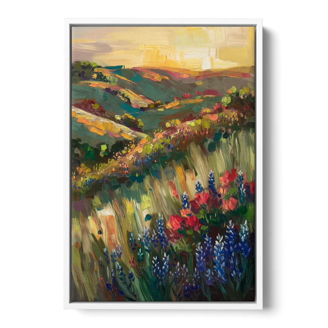 Austin Texas Hill Country Landscape - White Frame Canvas