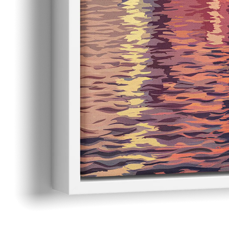 Jersey City Skyline and Hudson River - Close-Up White Frame Canvas