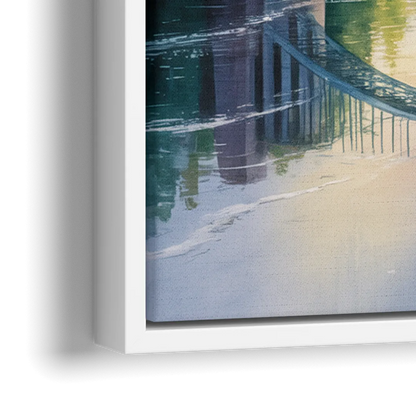 Niagara Falls Rainbow Bridge - Close-Up White Frame Canvas