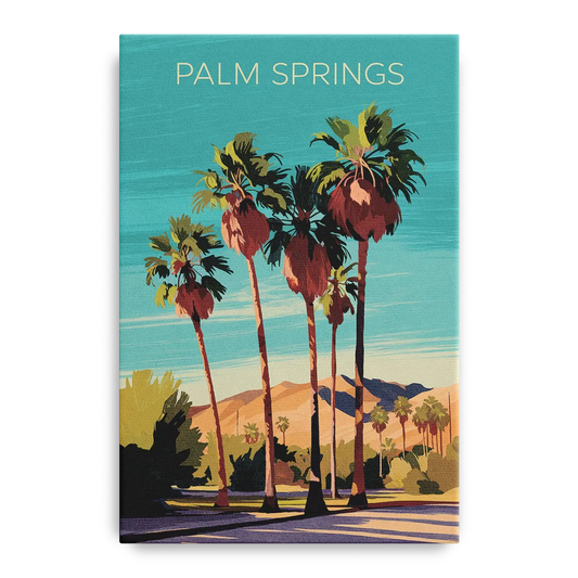 Palm Springs Palm Trees and Sky - Canvas Wall Art