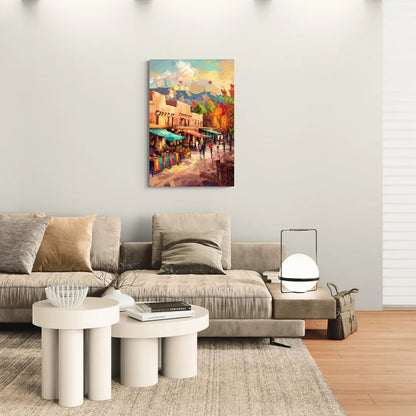 Santa Fe Historic Plaza - Canvas Wall Art Living Room