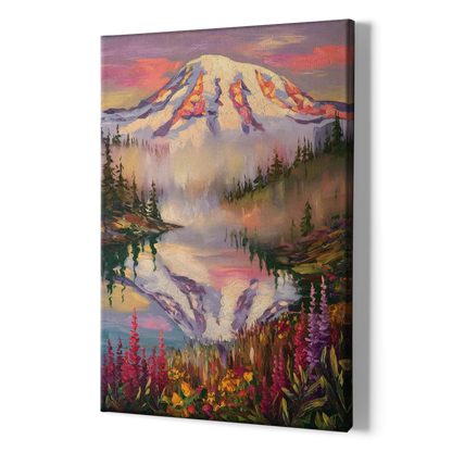 Tacoma Mount Rainier Reflection - Canvas Print Art Sides