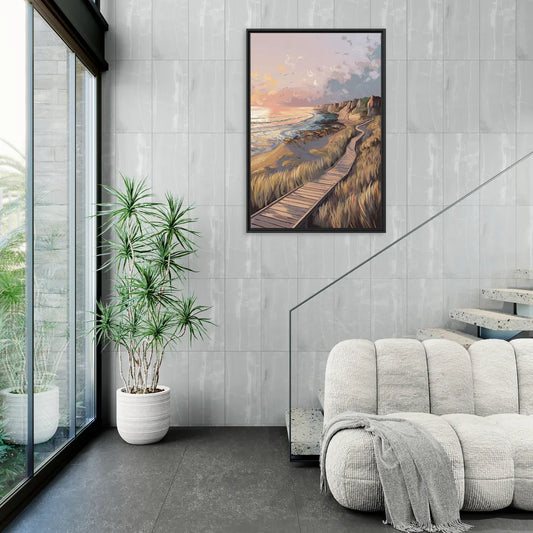 Anchorage Coastal Landscape - Living Room Black Frame Canvas
