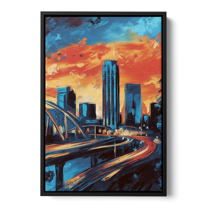 Oklahoma City Thunder Skyline - Black Frame Canvas