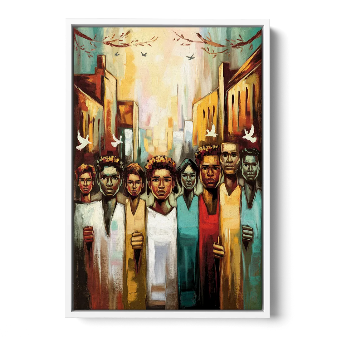 Birmingham Civil Rights District - White Frame Canvas