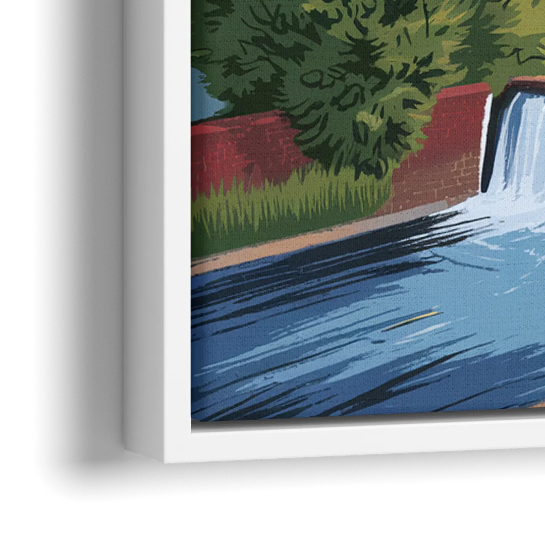 Greenville Skyline at Sunset - Close-Up White Frame Canvas