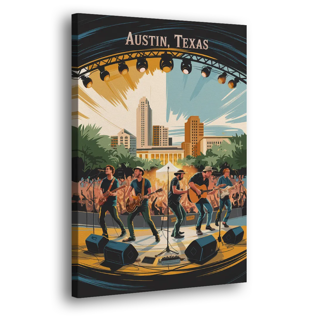 Austin Live Music Capital - Canvas Print Art Sides