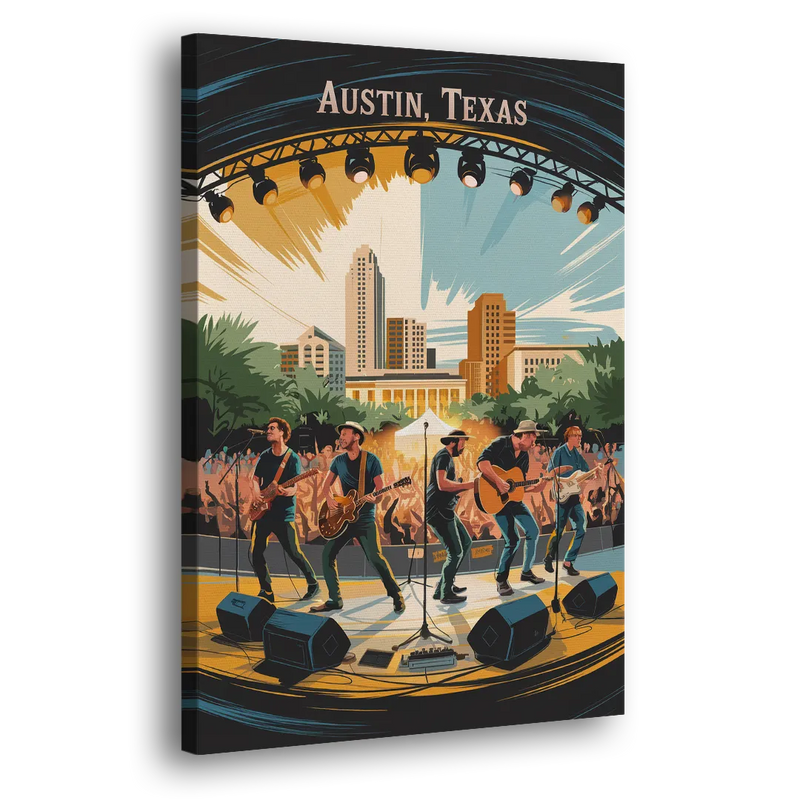 Austin Live Music Capital - Canvas Print Art Sides