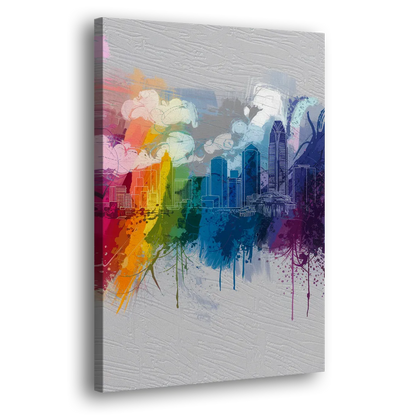 Charlotte Skyline Abstract Design - Canvas Print Art Sides