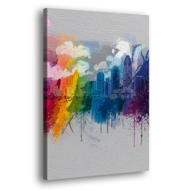 Charlotte Skyline Abstract Design - Canvas Print Art Sides