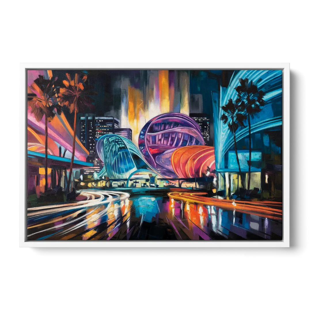 Anaheim Downtown Glow - White Frame Canvas