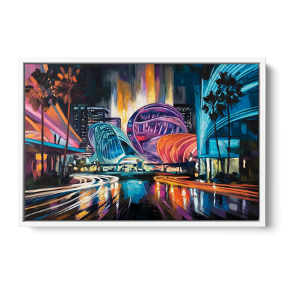 Anaheim Downtown Glow - White Frame Canvas