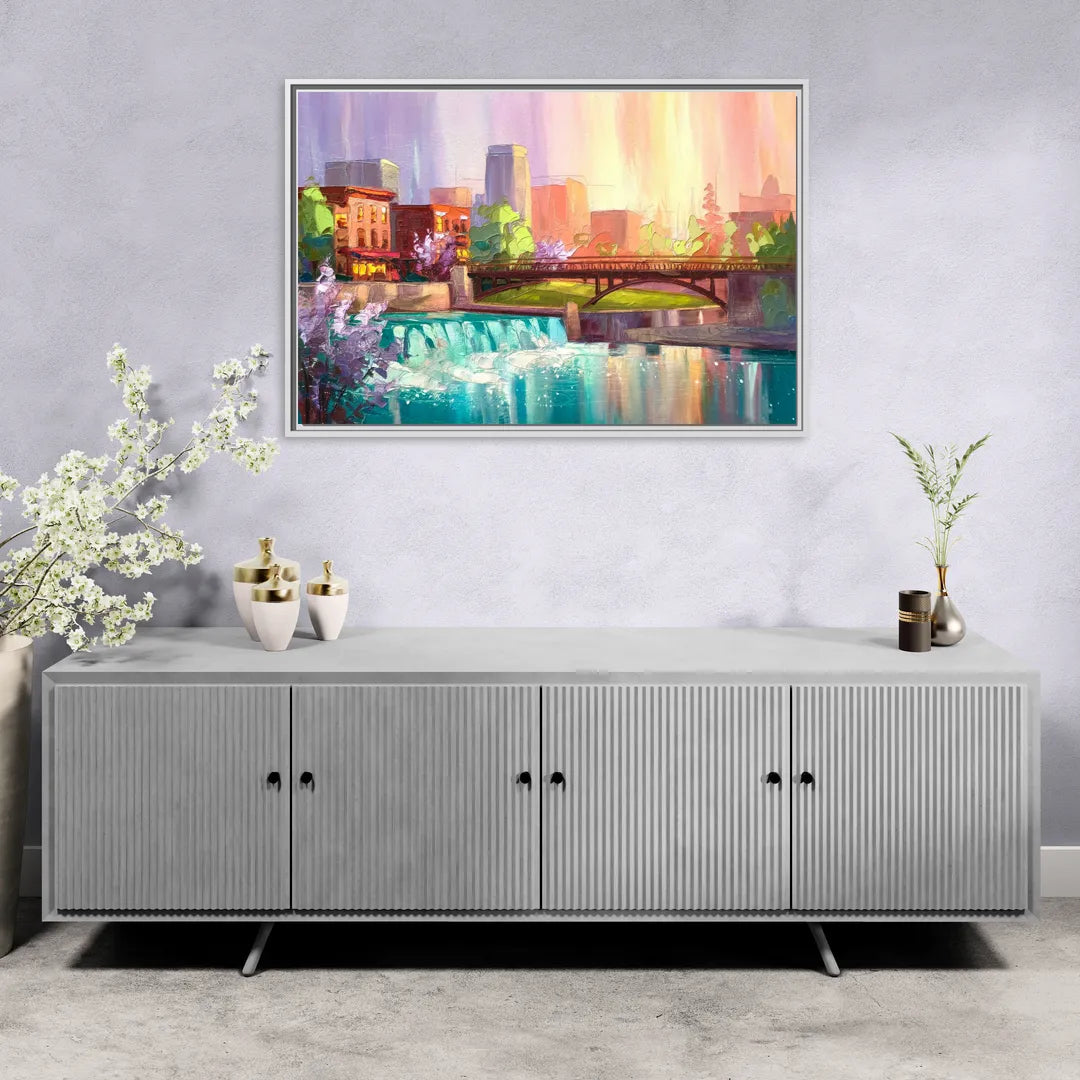 Spokane Downtown Charm - Living Room White Frame Canvas