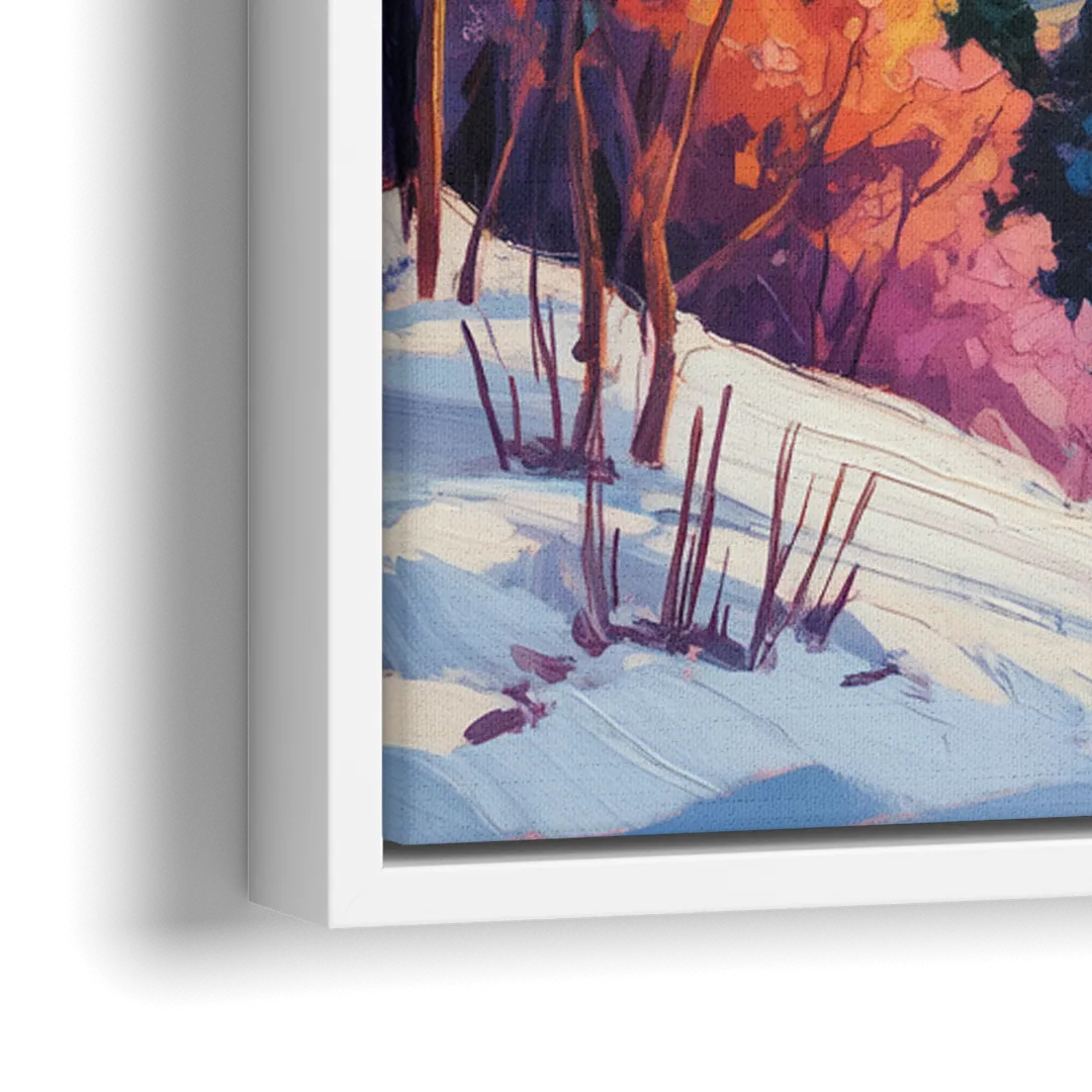 Vancouver Snowy Mountains - Close-Up White Frame Canvas