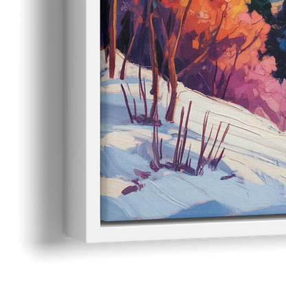 Vancouver Snowy Mountains - Close-Up White Frame Canvas