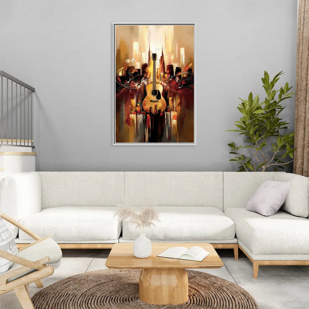 Nashville Country Music Vibes - Living Room White Frame Canvas