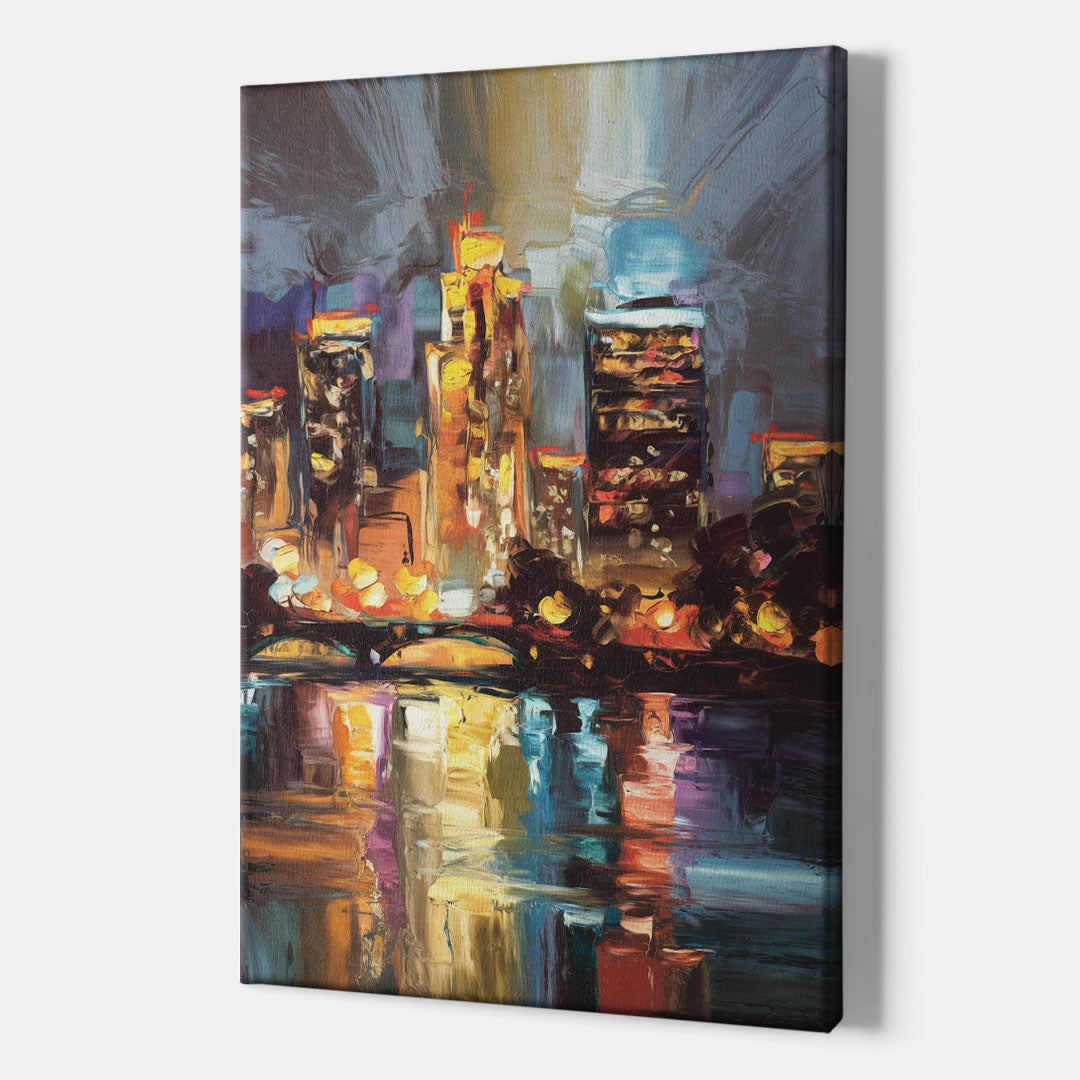 Wichita Cityscape Glow - Canvas Wall Art Indoor