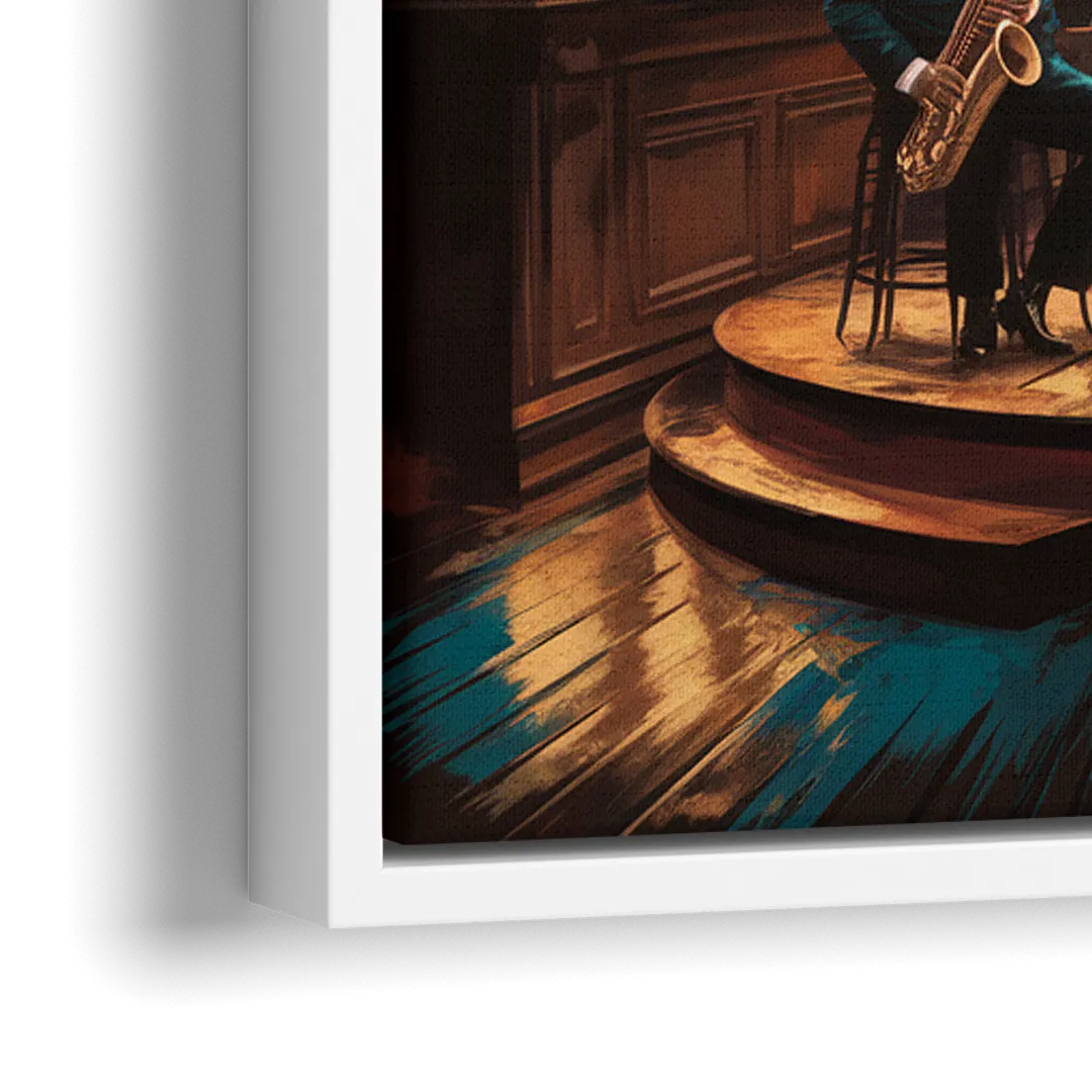 New Orleans Jazz Club Scene - Close-Up White Frame Canvas