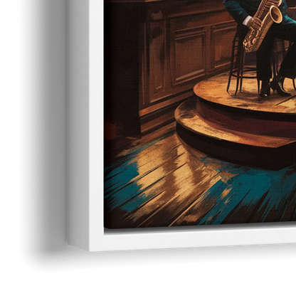 New Orleans Jazz Club Scene - Close-Up White Frame Canvas