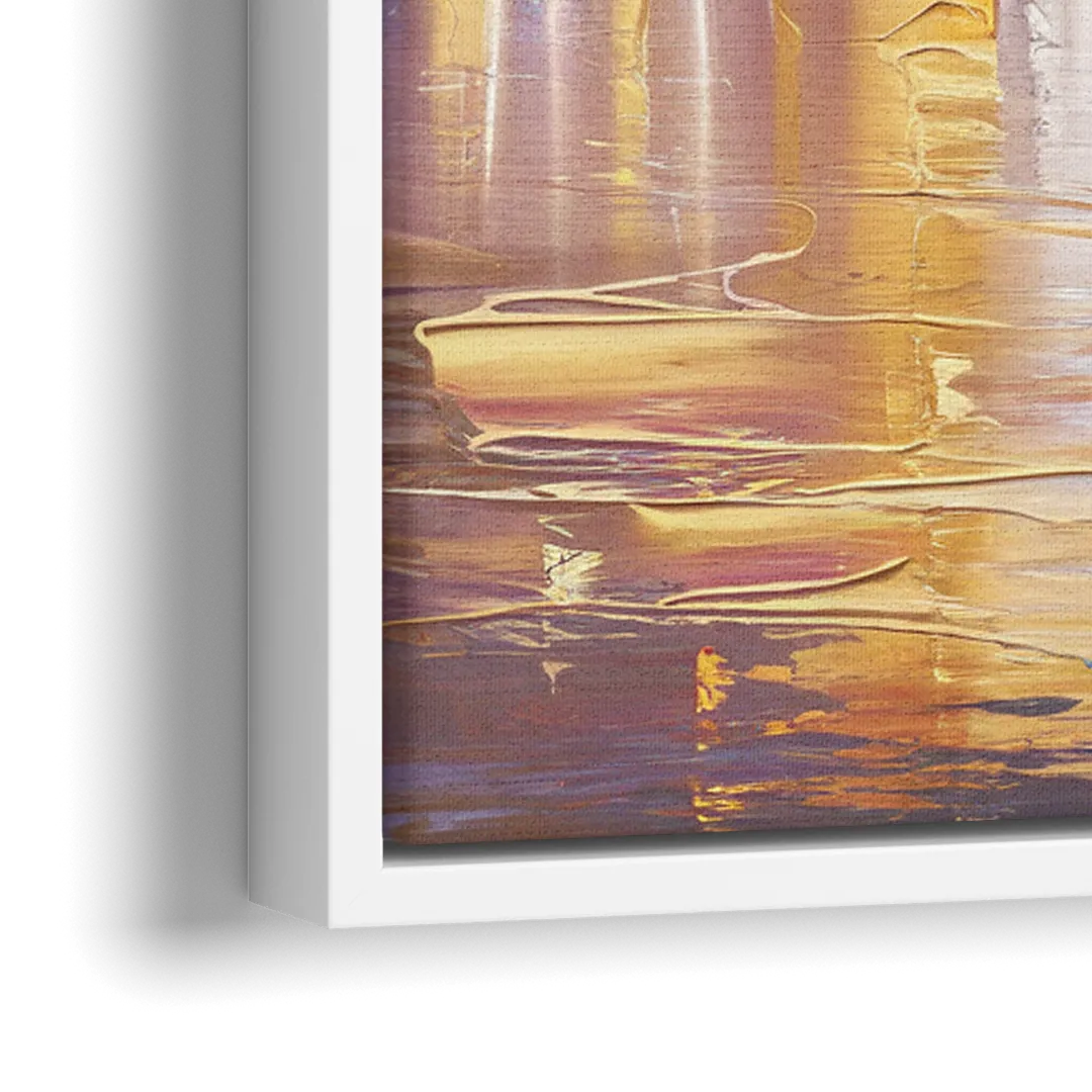 New York City Skyline at Dusk - Close-Up White Frame Canvas