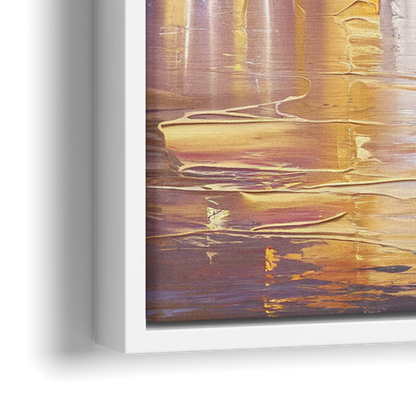 New York City Skyline at Dusk - Close-Up White Frame Canvas