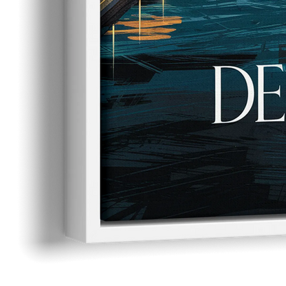 Detroit Scenic Nightscape - Close-Up White Frame Canvas