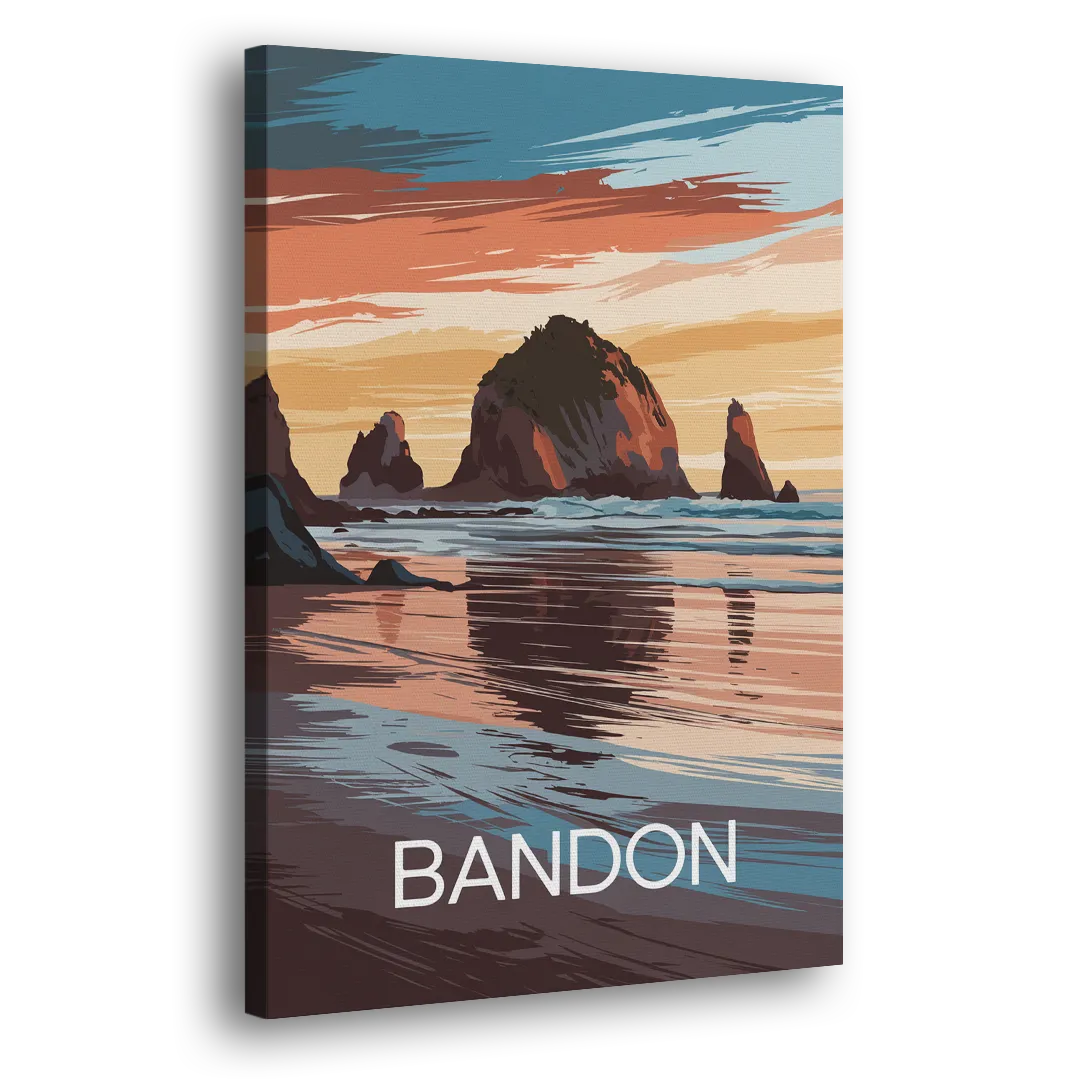 Bandon Coastal Sunset - Canvas Print Art Sides