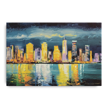 Jersey City Night Lights - Canvas Wall Art