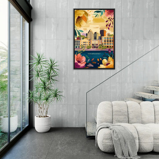 Tulsa Arts District - Living Room Black Frame Canvas