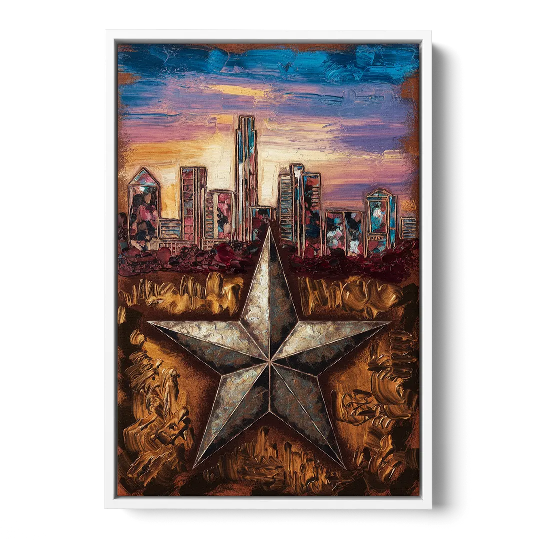 Austin Texas Stars - White Frame Canvas