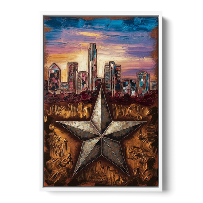 Austin Texas Stars - White Frame Canvas