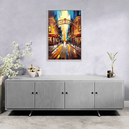 San Diego Historic Gaslamp District - Living Room White Frame Canvas