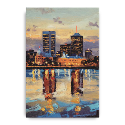 Providence Cityscape Reflection Mirror - Canvas Wall Art