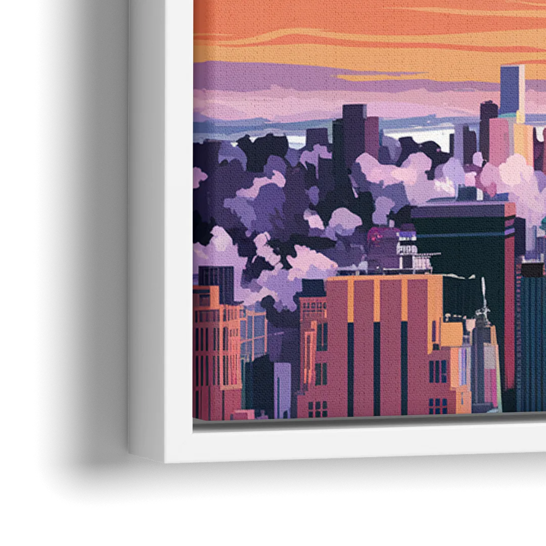 New York City Empire State Building - Close-Up White Frame Canvas