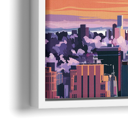 New York City Empire State Building - Close-Up White Frame Canvas