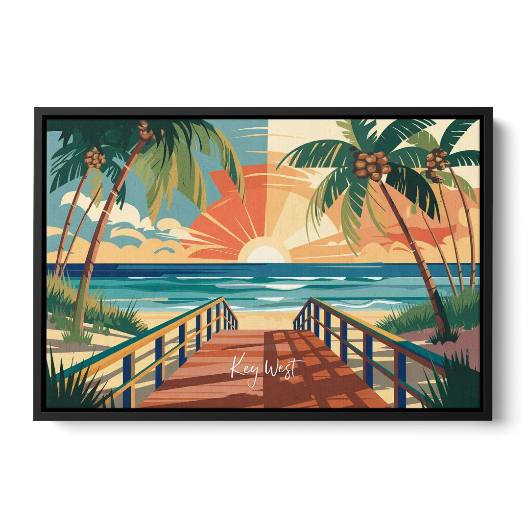 Key West Ocean Breeze - Black Frame Canvas
