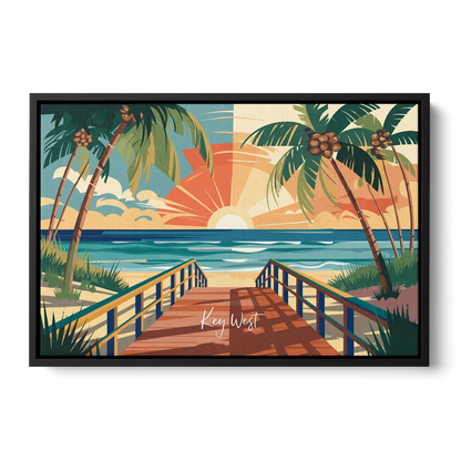 Key West Ocean Breeze - Black Frame Canvas