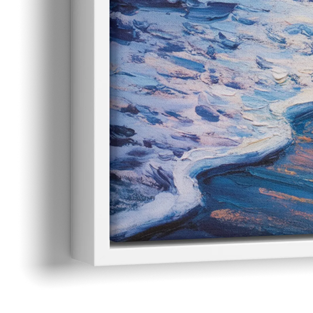 Pacific Shores Sunset - Close-Up White Frame Canvas