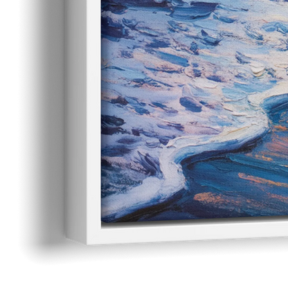 Pacific Shores Sunset - Close-Up White Frame Canvas