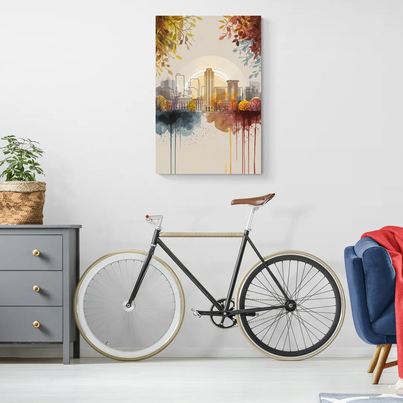 Buffalo Skyline in Autumn - Canvas Wall Art Living Room