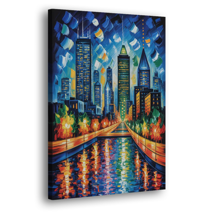 Montreal Skyline at Night - Canvas Print Art Sides