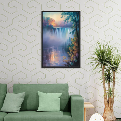 Horseshoe Falls Fog - Living Room Black Frame Canvas