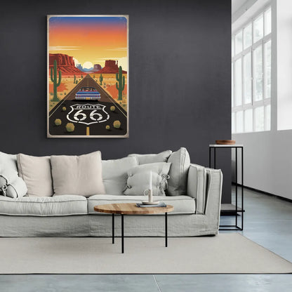 Springfield Route 66 - Canvas Wall Art Living Room