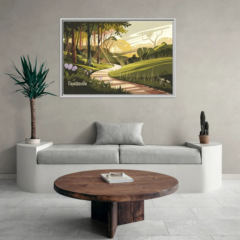Fayetteville Scenic Trails - Living Room White Frame Canvas
