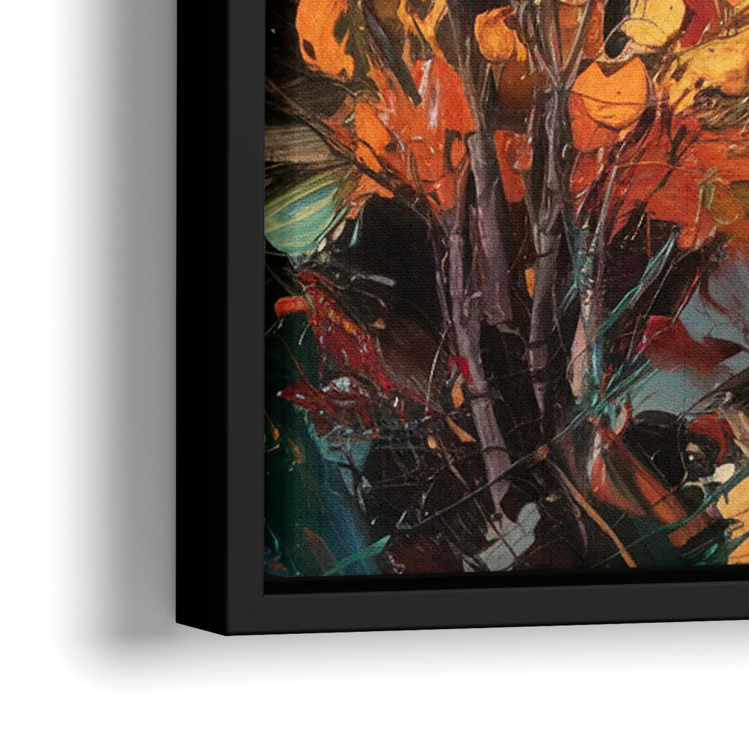 Spokane Autumn Colors - Close-Up Black Frame Canvas