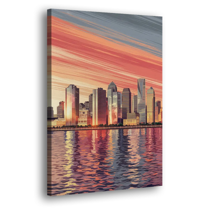 Jersey City Skyline and Hudson River - Canvas Print Art Sides
