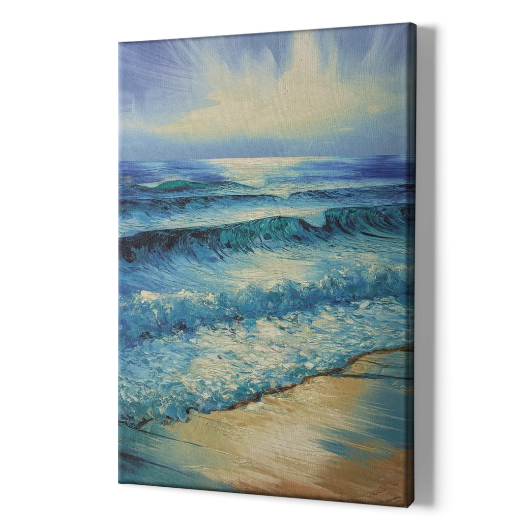 Honolulu Ocean Waves Scene - Canvas Print Art Sides